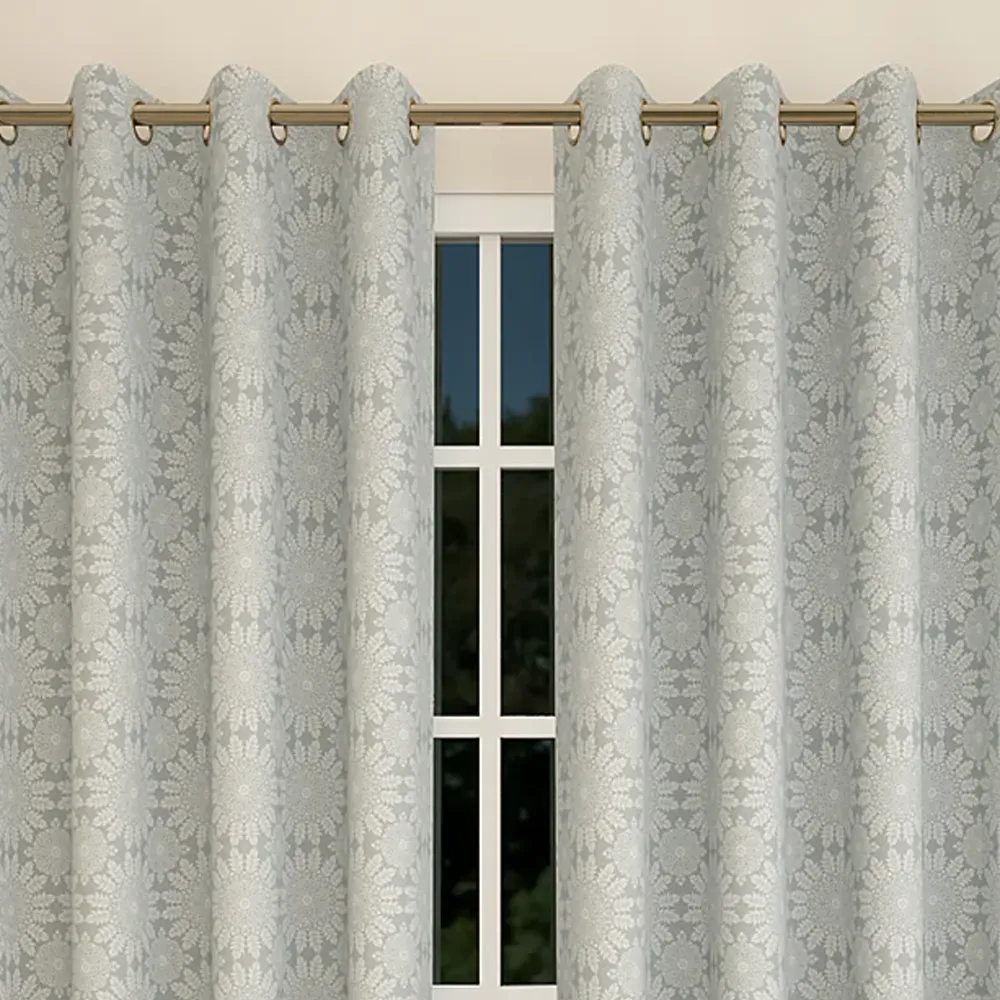Grey Floral Arrangement Designer Curtain