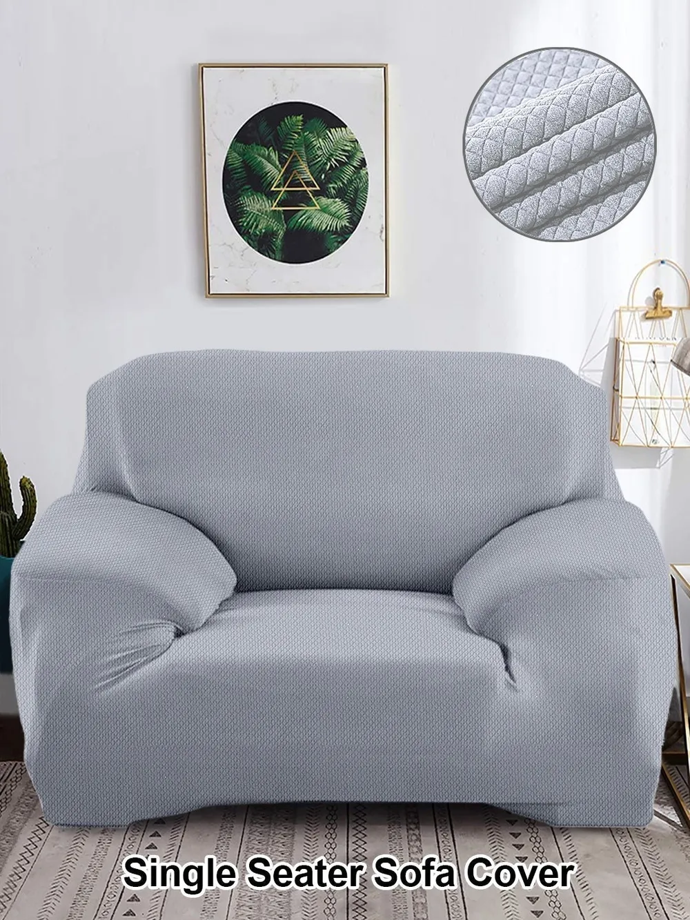 Grey Jacquard Sofa Cover Pack of 1