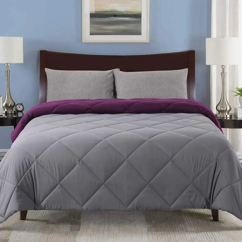Grey & Purple Quilted Single Bed Comforter