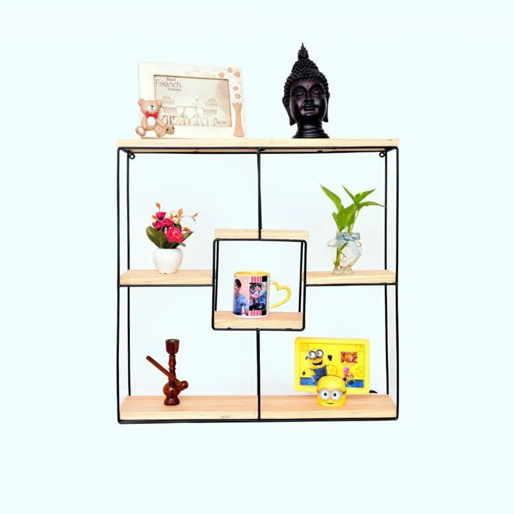 Grista Spacious Decorative Metal Wall Shelf