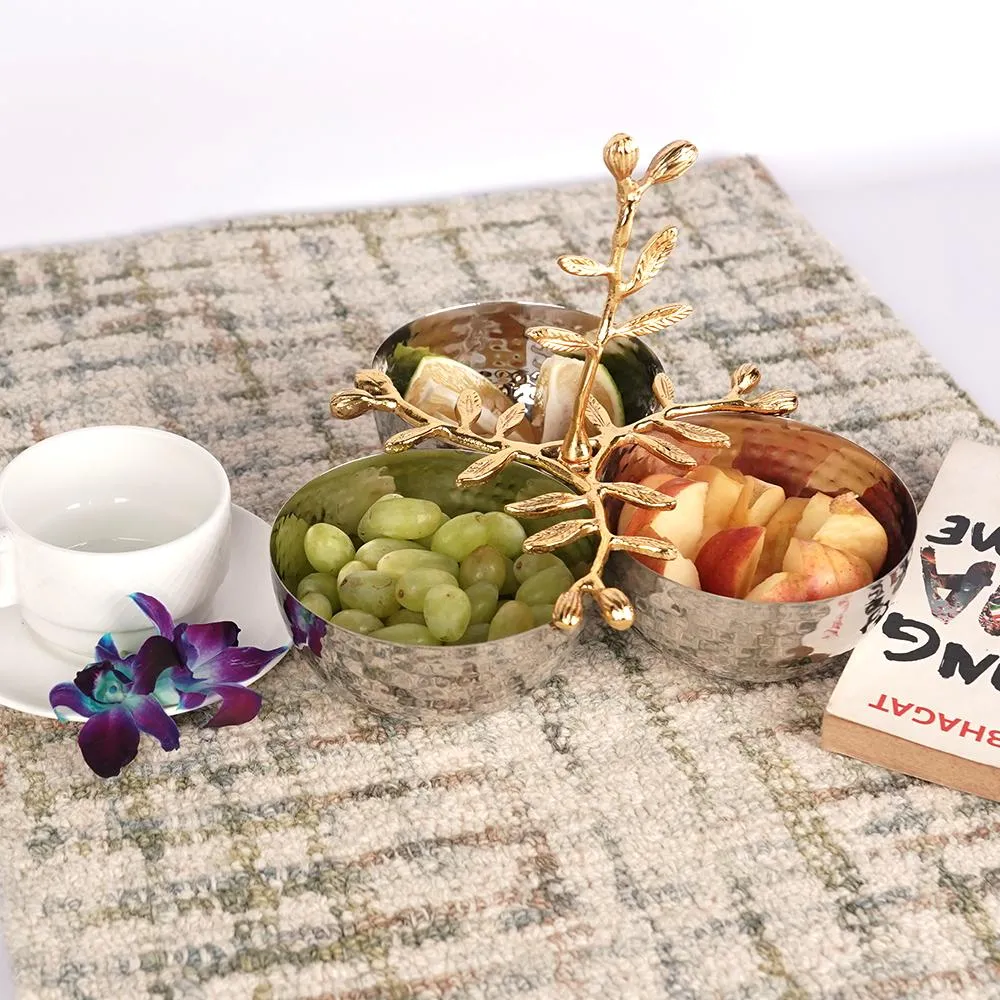 Hand-hammered 3 Pieces of Serving Bowl