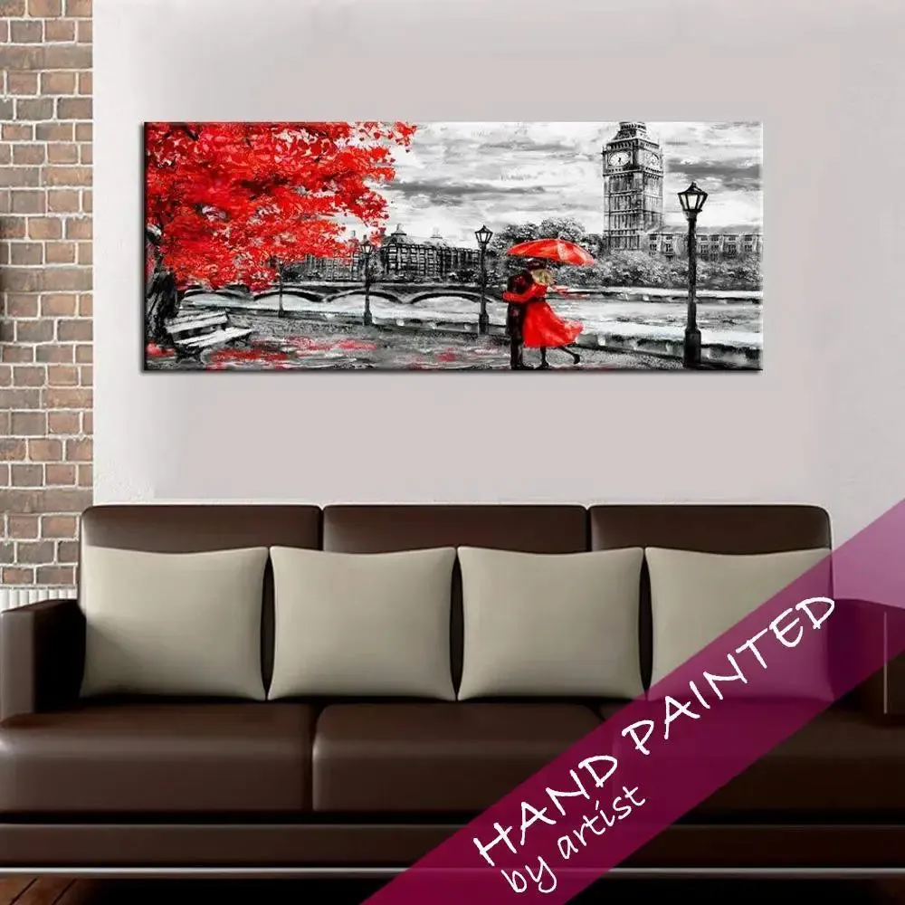 Hand Painted Romantic Love Couple Canvas  Wall Hanging