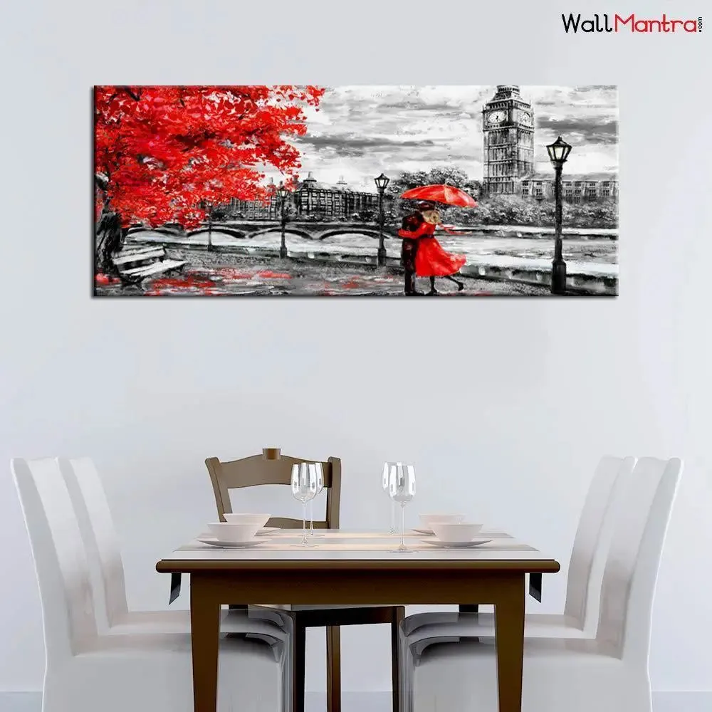 Hand Painted Romantic Love Couple Canvas Wall Hanging