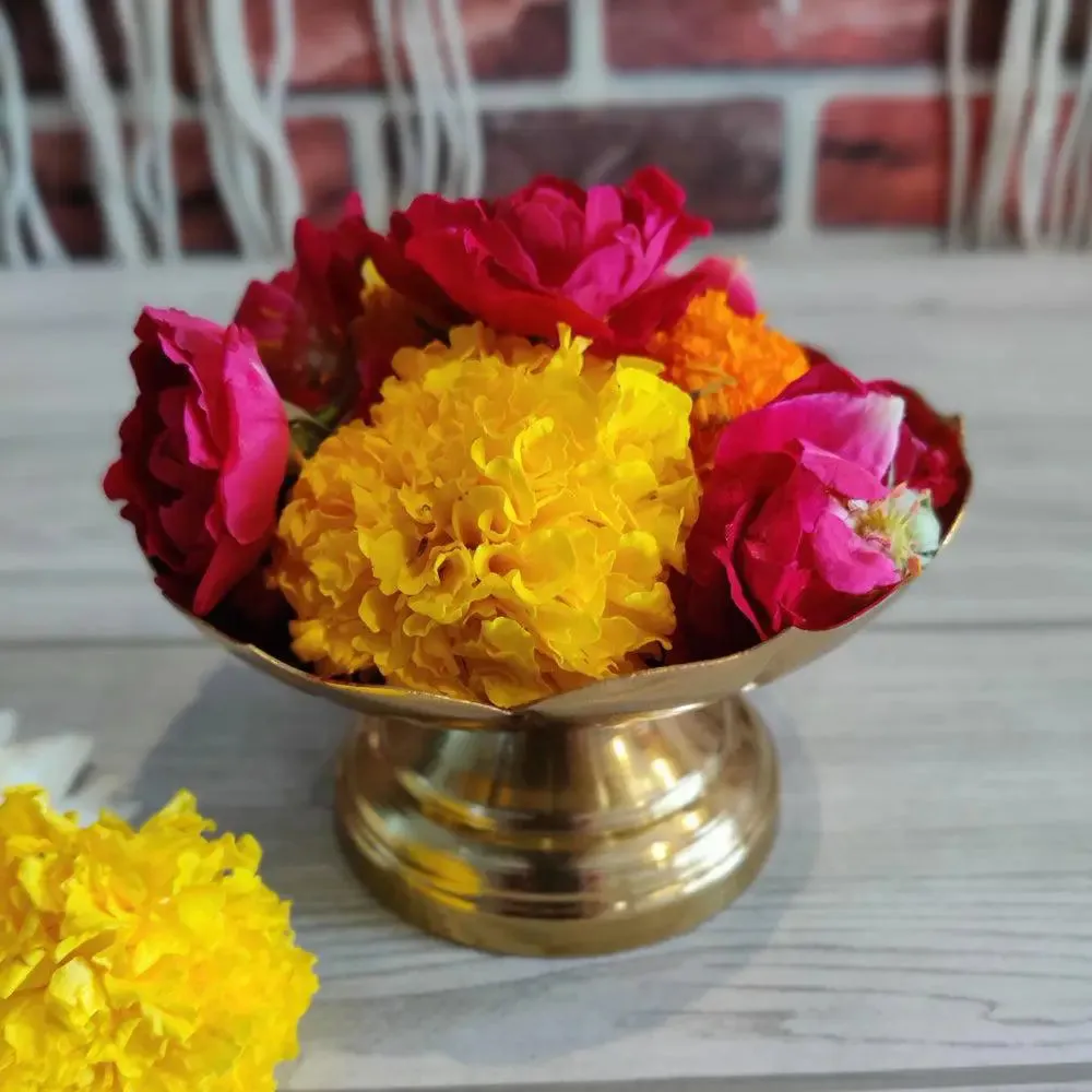 Handcrafted Metal Rose Urli Bowl in Gold Finish