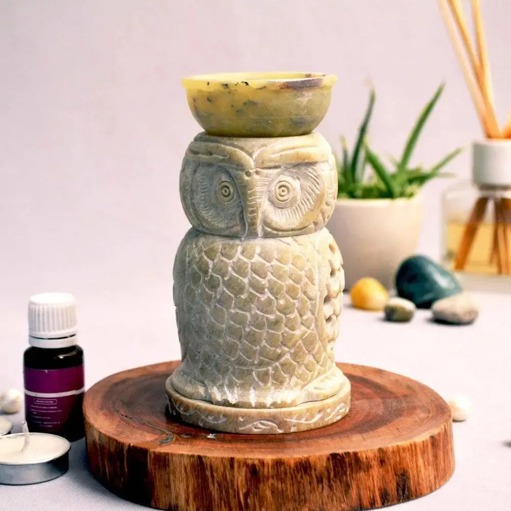 Handmade Owl-Shaped Soapstone Oil Diffuser