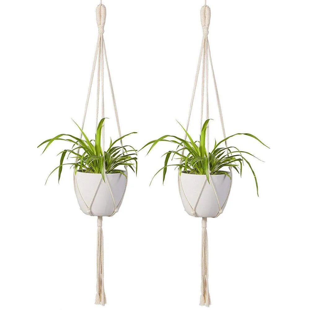 Handwoven Minimalist Designer Hanging Planter Basket Without Pot Set of 2
