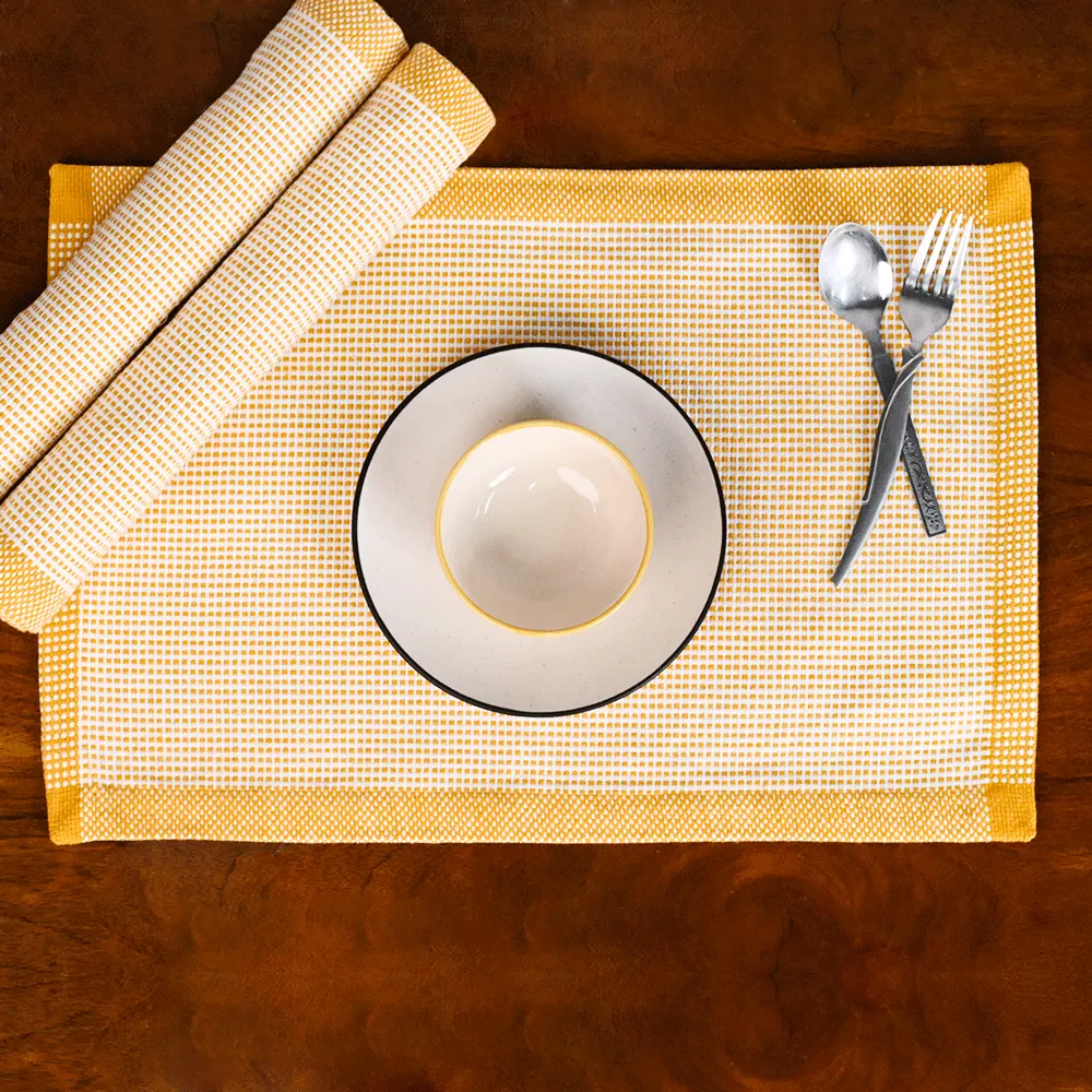 Handwoven Orange Premium Cotton Placemats Set Of 6