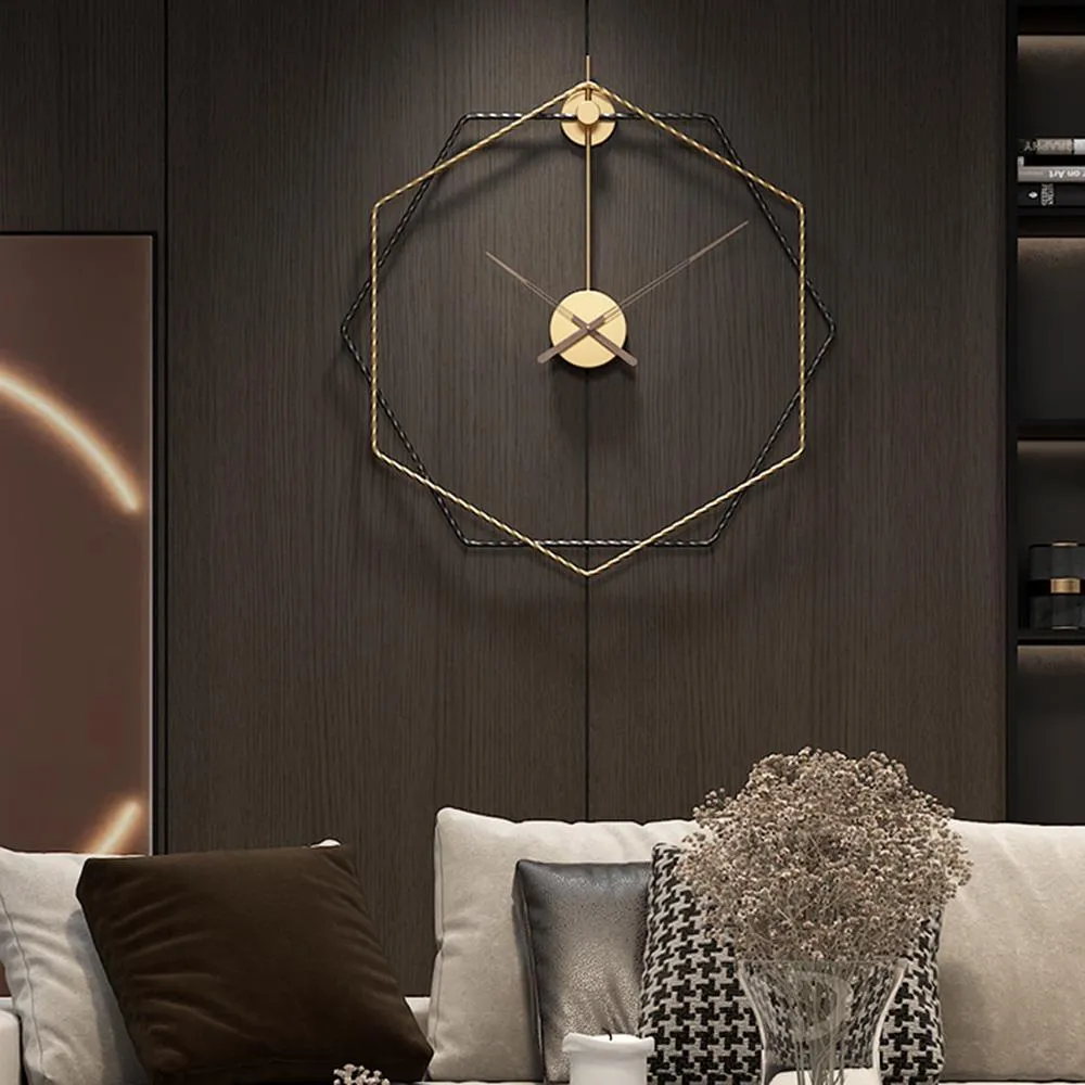 Hexagon Chic Golden Metal Wall Clock