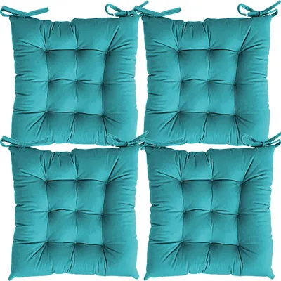 High-Quality Solid Microfiber Seat Cushion/ Chair Pad- 20x20 inch, Set of 4