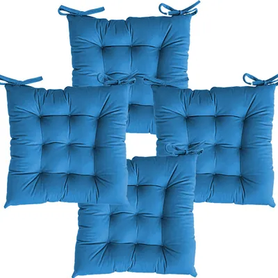 High-Quality Solid Microfiber Seat Cushion/ Chair Pad- 20x20 inch, Set of 4