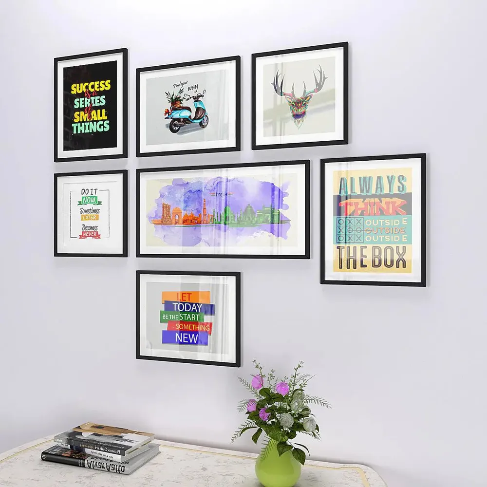 Indian Monuments with Inspirational Quotes Wall Frame Photo Collage Set of 7