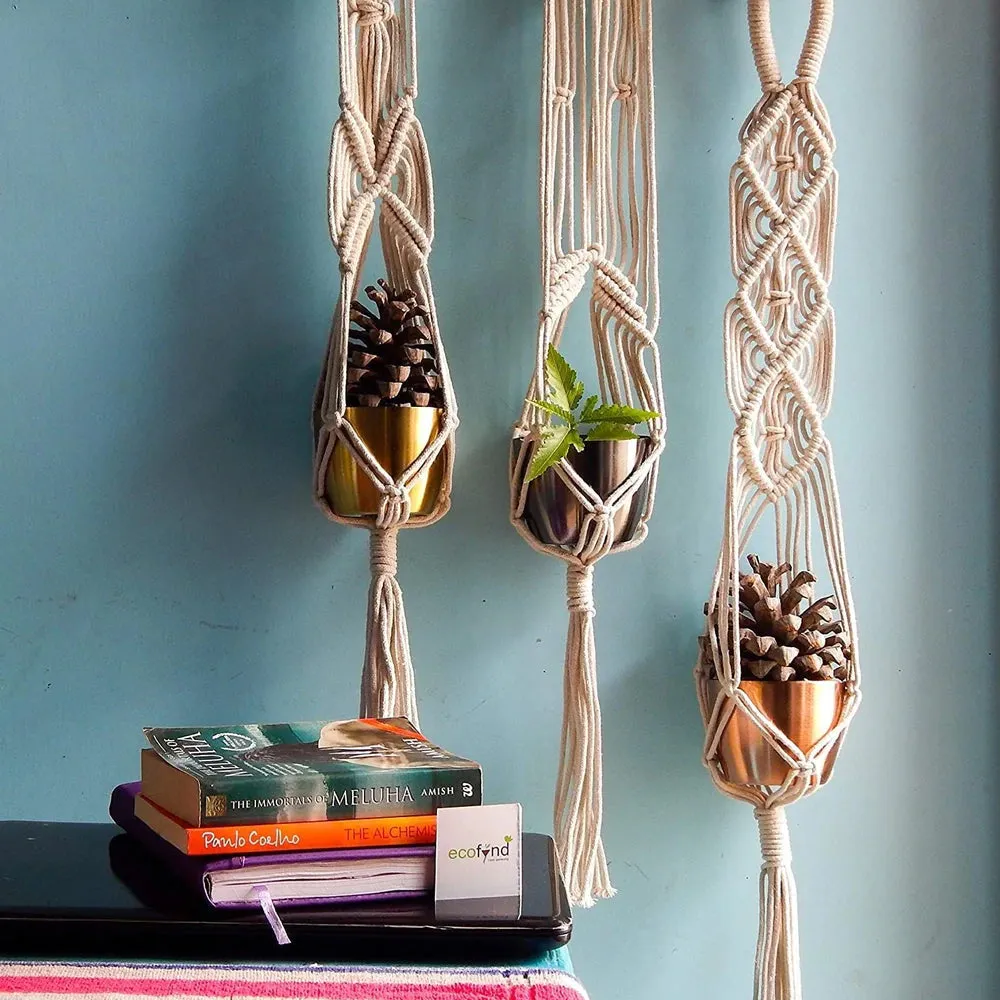 Intricate Designer Cotton Plant Hanger Without Pot Pack Of 3