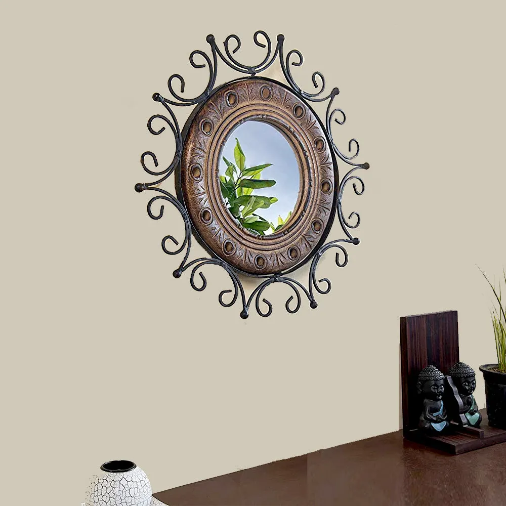 Intricate Designer Handcrafted Round Wall Mirror
