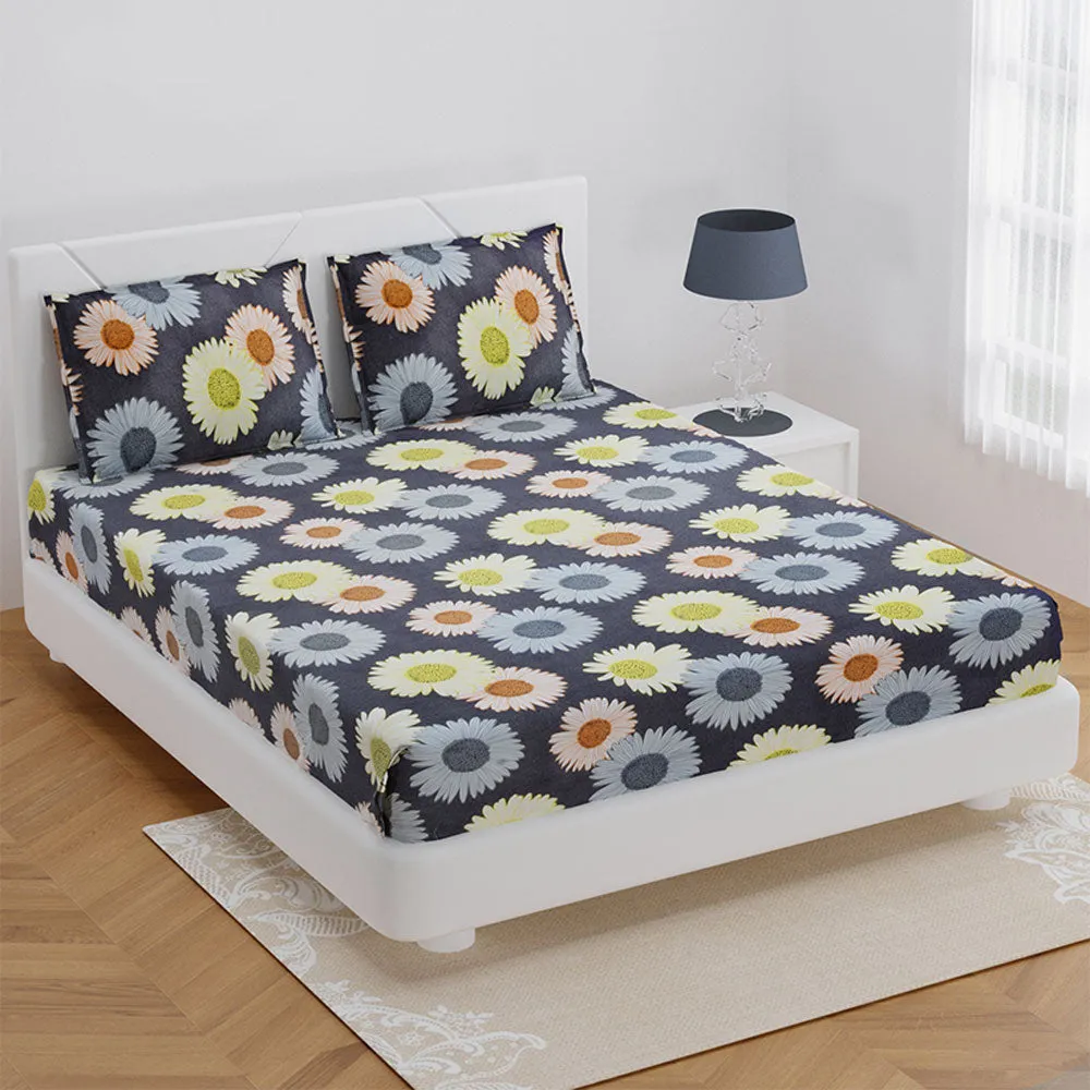 Jaipur Fabric Bold Floral Designer Super Soft Polymix Double Bedsheet