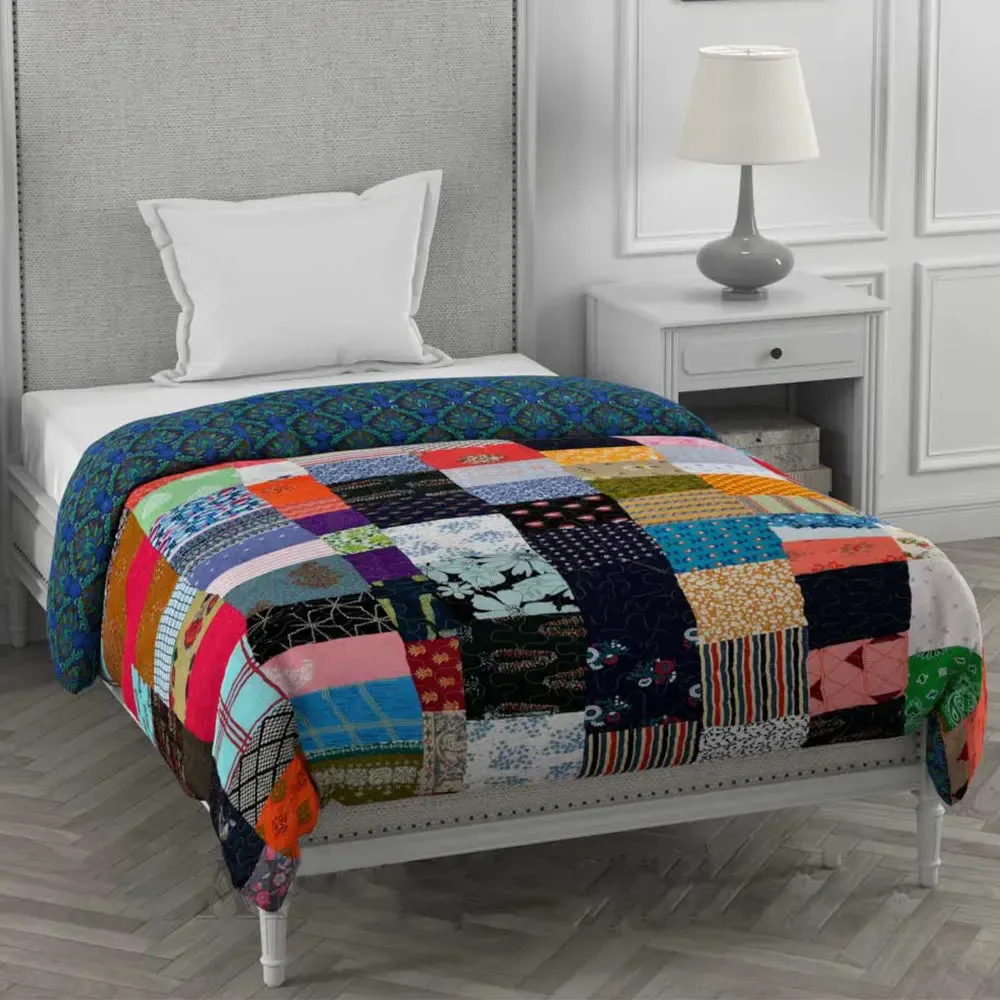 Jaipur Fabric Ethnic Patchwork Soft Designer Multicolor Single Bed Summer Blanket