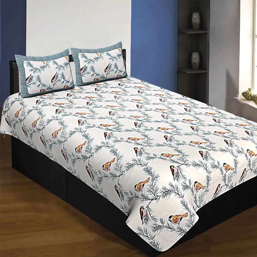 Jaipur Fabric Little Scattered Birdies Super Soft Cotton Single Bedsheet