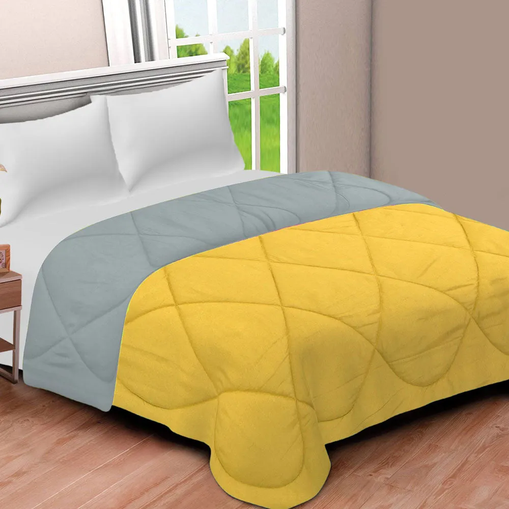 Jaipur Fabric Mango Yellow Light Grey Double Bed Comforter