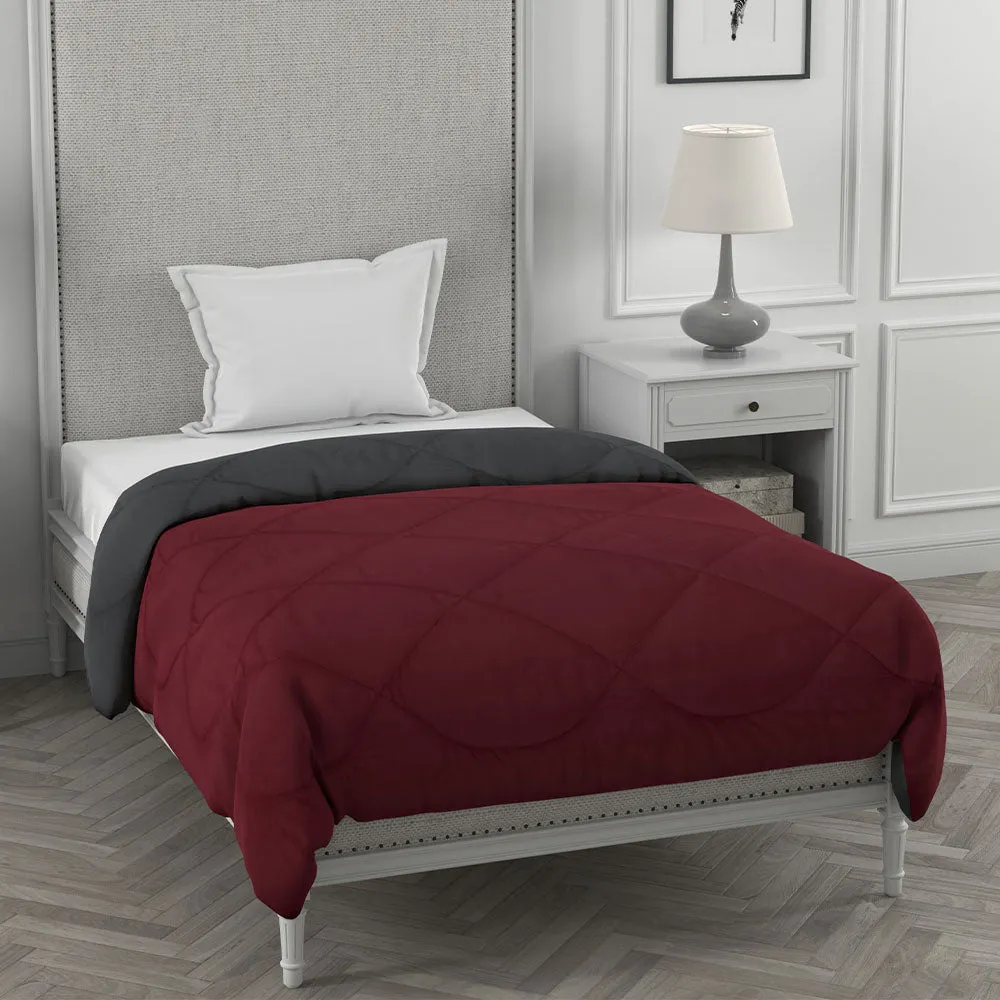 Jaipur Fabric Maroon & Dark Grey Single Bed Comforter