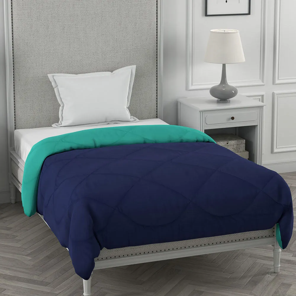 Jaipur Fabric Navy Blue & Aqua Green Single Bed Comforter