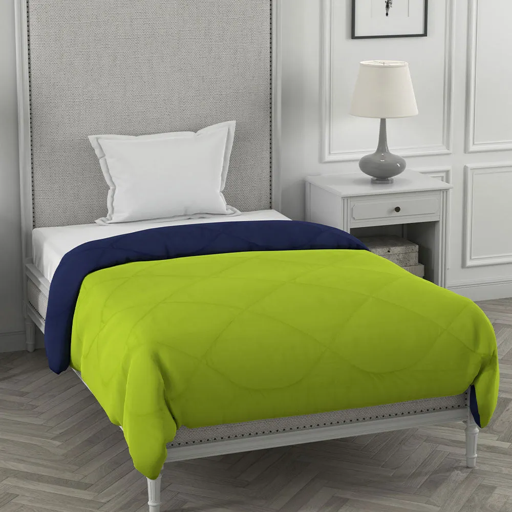 Jaipur Fabric Navy Blue & Parrot Green Single Bed Comforter