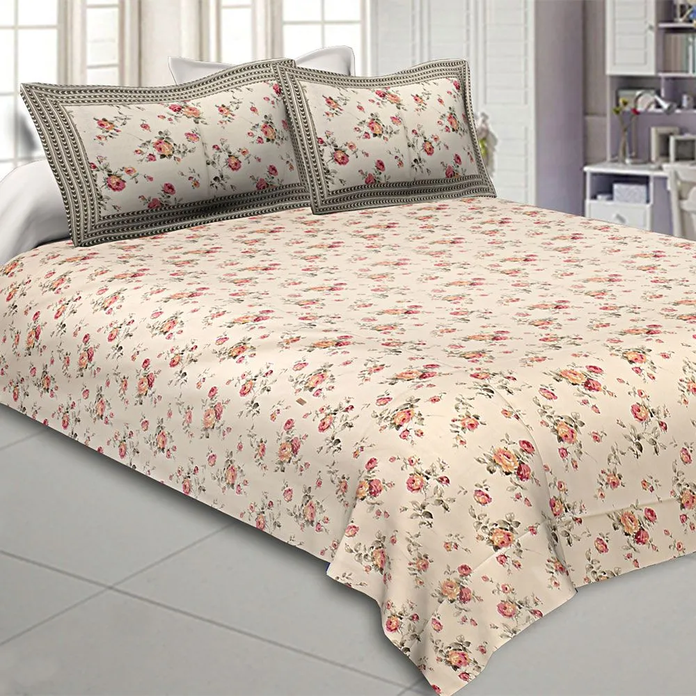 Jaipur Fabric Pretty Scattered Flowers Pure Cotton Double Bedsheet