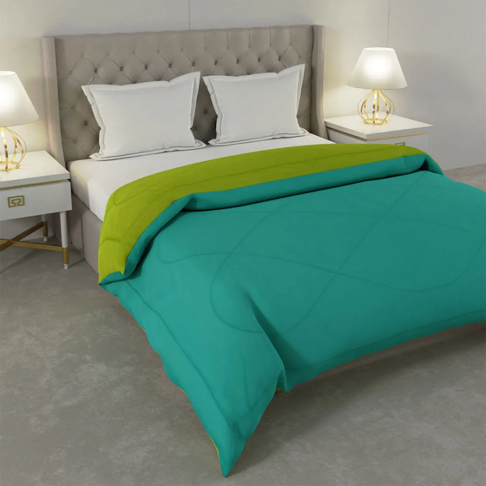 Jaipur Fabric Sky Blue-Lemon Green Double Bed Comforter