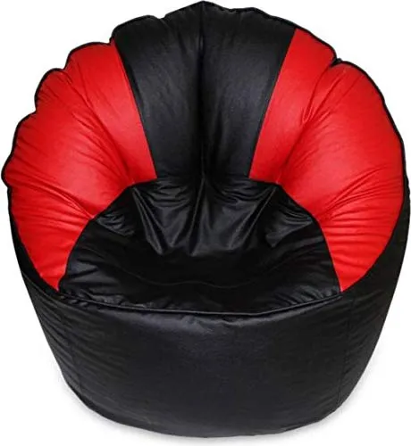 Jumbo Chair/ Muddha Red & Black Cushiony Bean Bag Cover