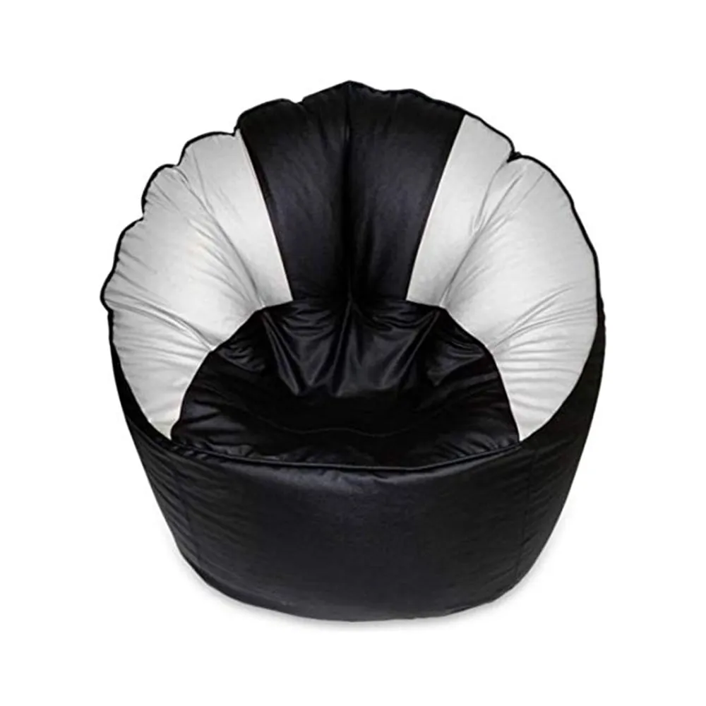 Jumbo Chair/ Muddha White & Black Cushiony Bean Bag Cover