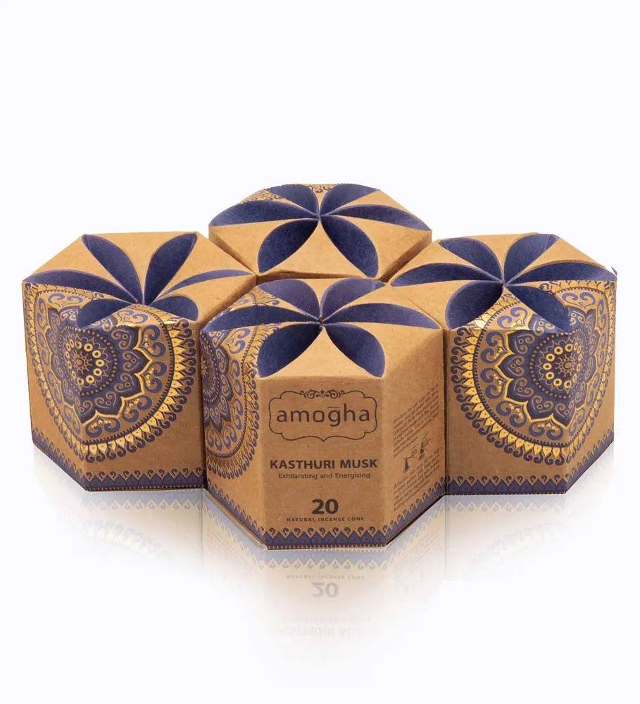 Kasturi Musk Scented Incense Cones with a Holder (For Religious Ceremonies & Meditation)