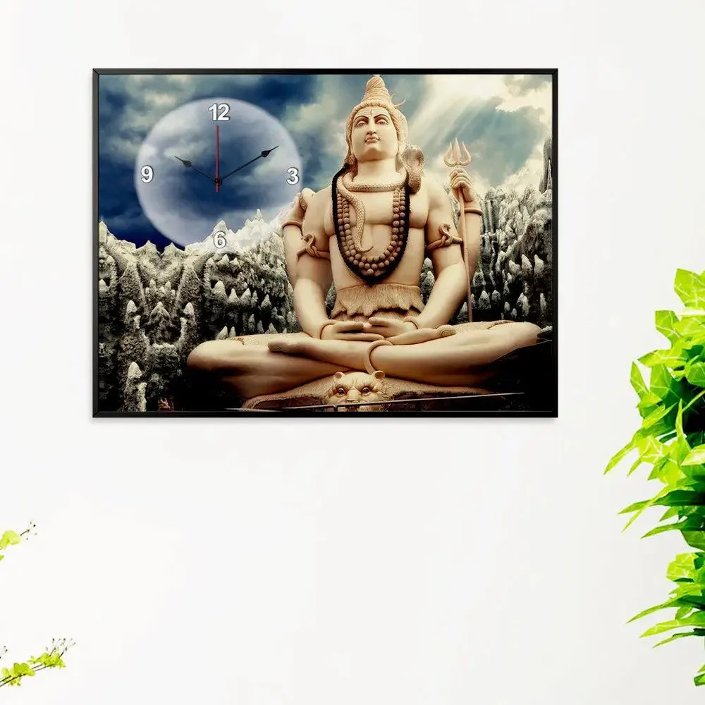kempfort Shiva Canvas Printed Decorative Wall Clock With Floating Frame