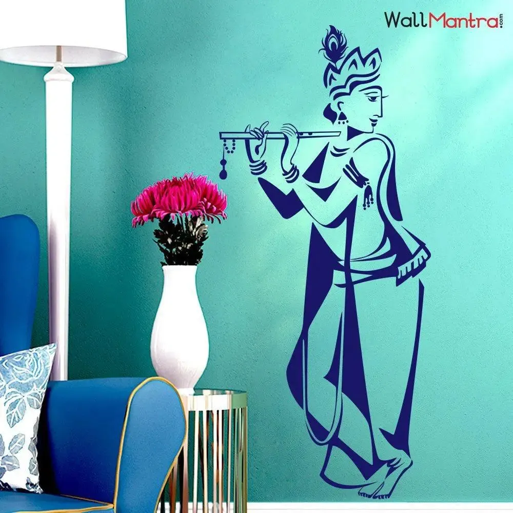 Krishna Wall Sticker Premium Quality (100 cm x 45 cm Vinyl Home Decor)