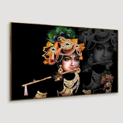 Krishna with Flute Beautiful Spiritual Canvas Wall Painting