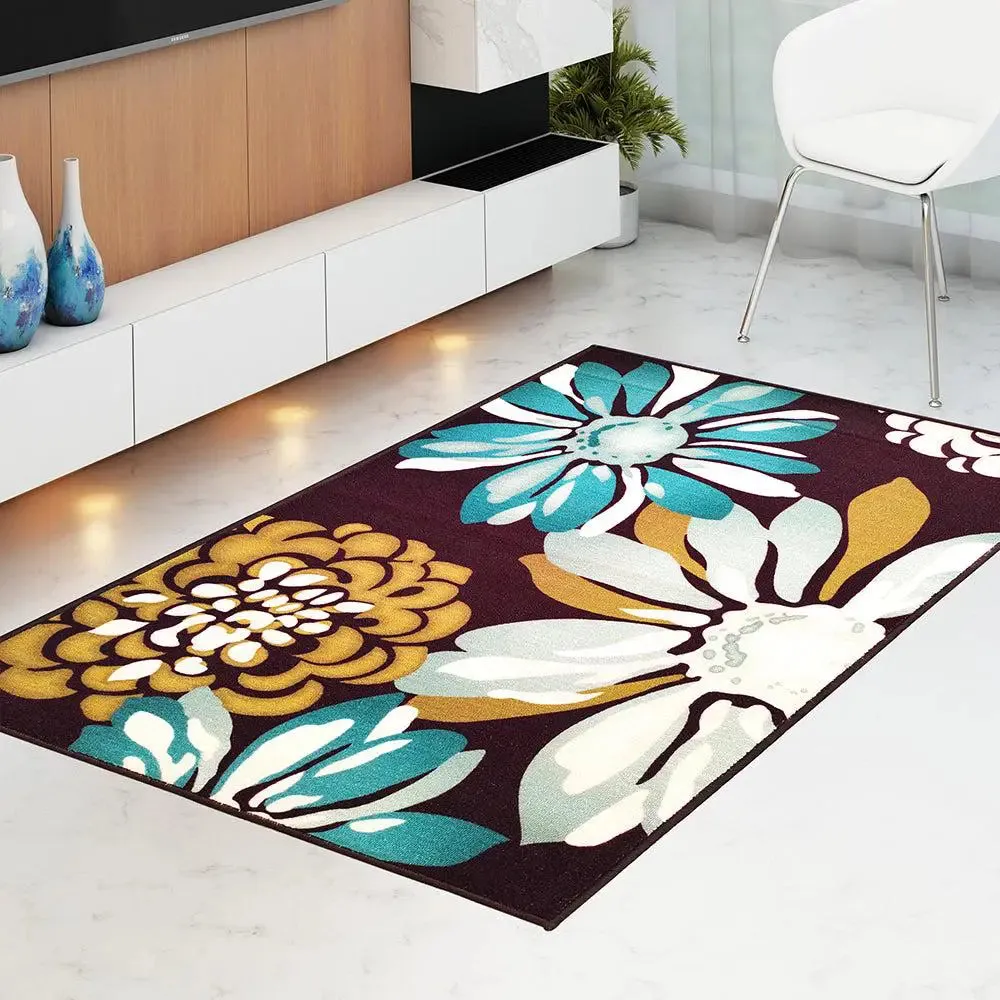 Large Floral Printed Maroon Printed Premium Area Carpet ( 3 ft x5 ft & 4 ft x 6 ft )