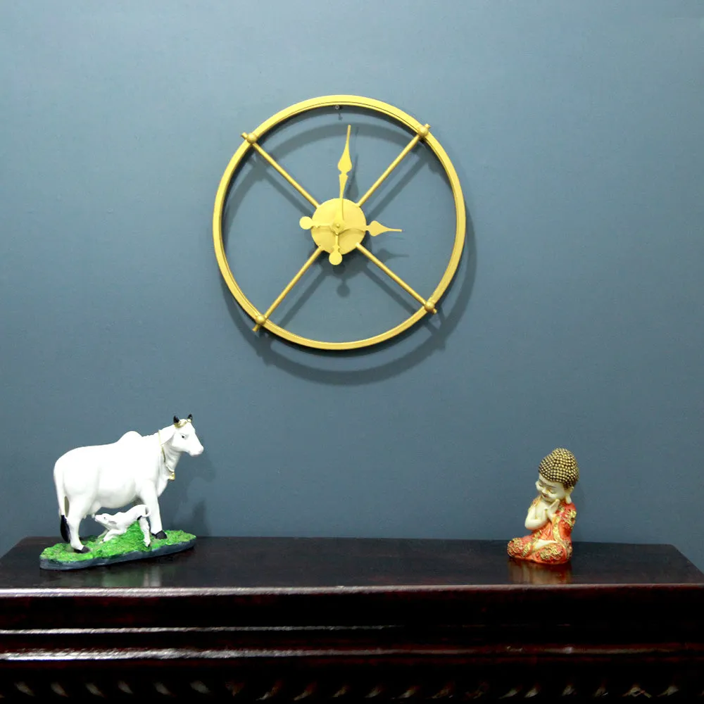 Large Golden Metallic Wall Clock for Home Decor