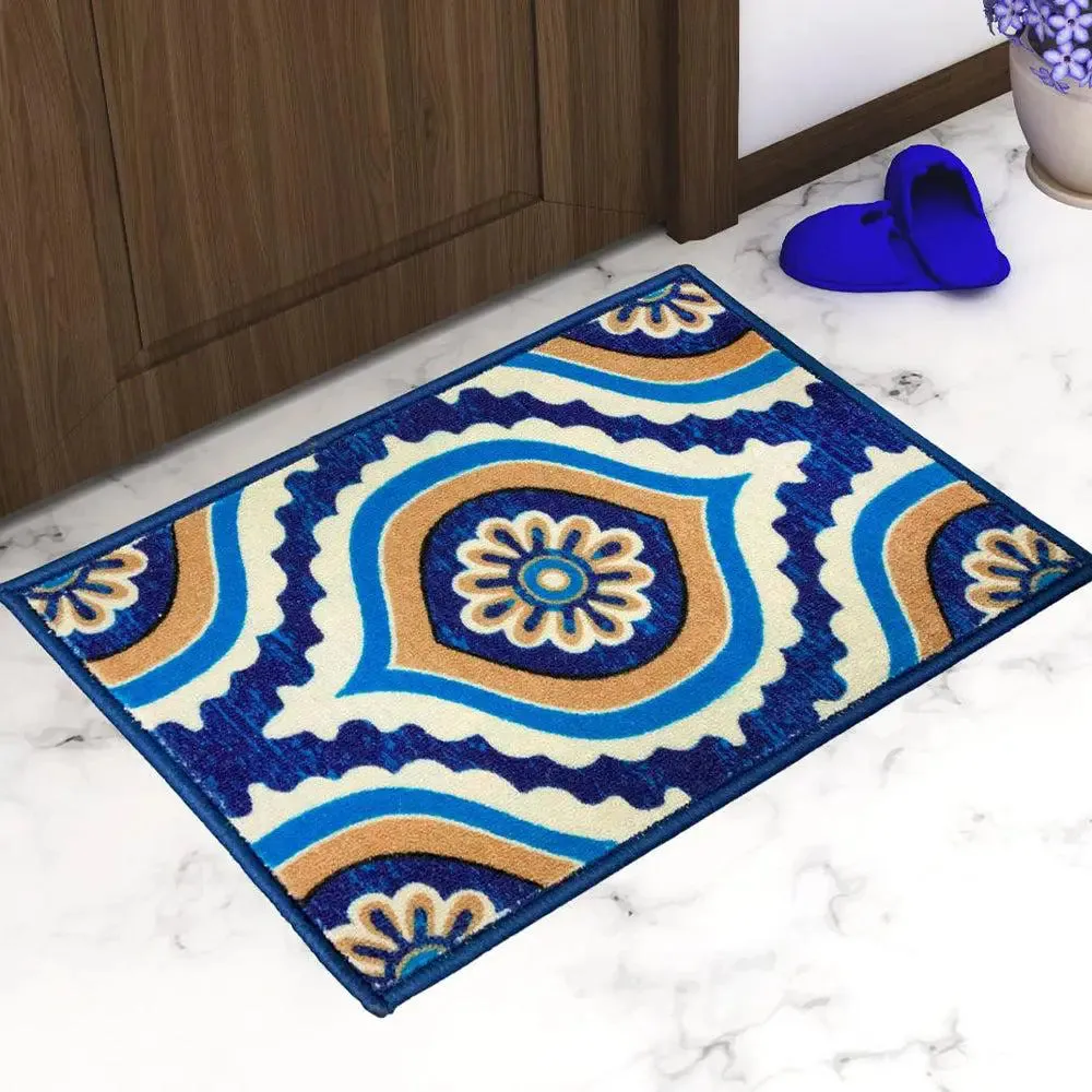 Layers Of Blue Moroccan Printed Premium Doormat (14 X 22 )Inches