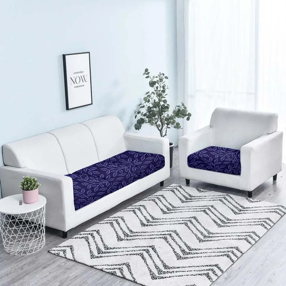 Leafy Design Strechable Purple Sofa Seat Cover Set Of 2/4/6/8