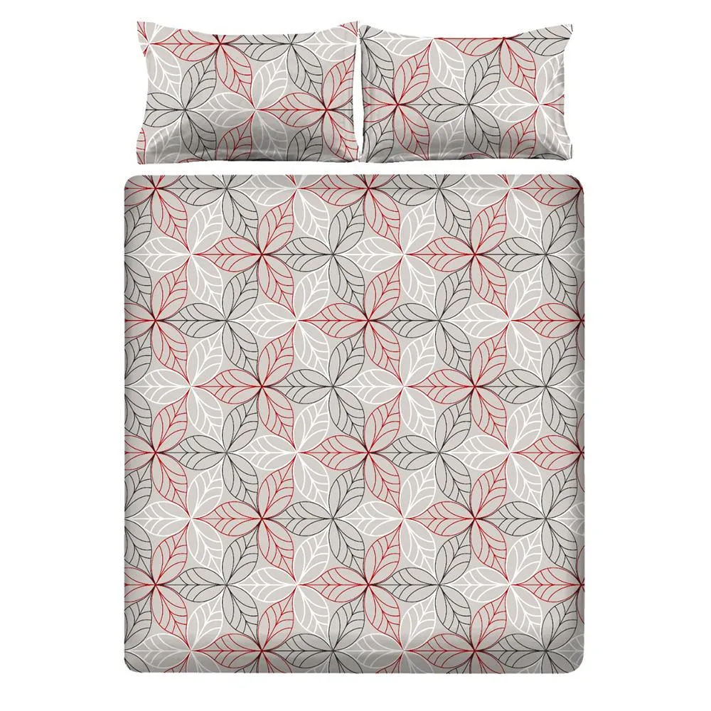 Leafy Flower Cotton Double Bedsheet with Pillow Covers