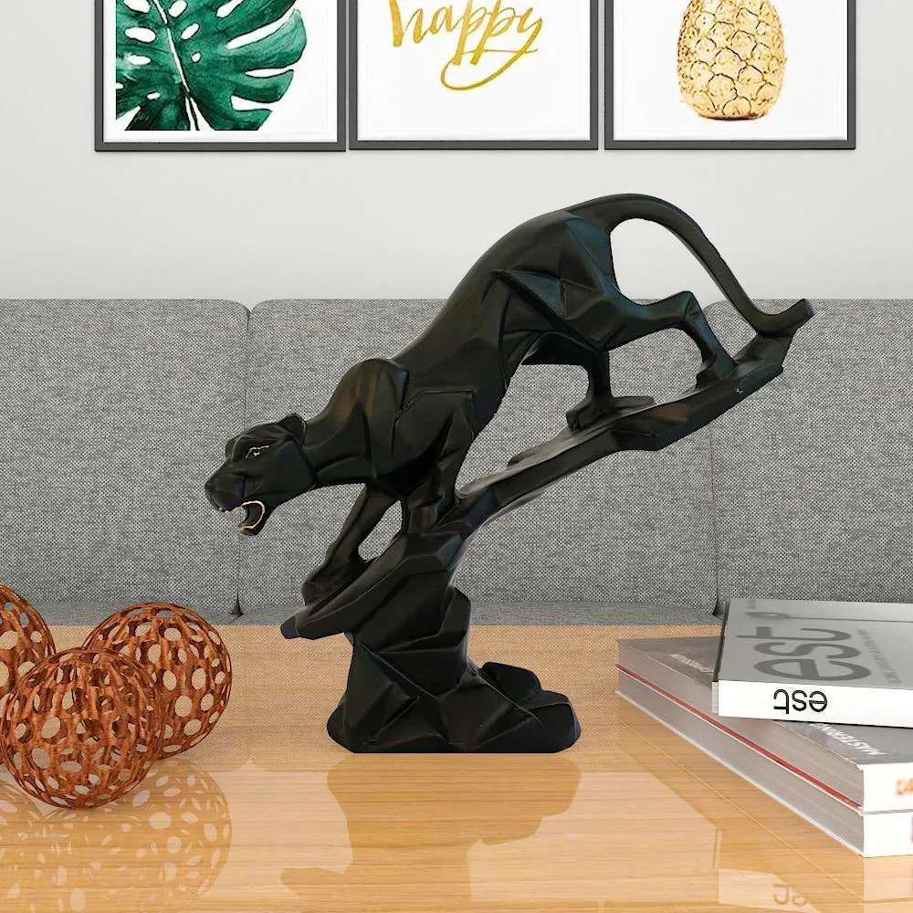 Leaping Black Panther Sculpture