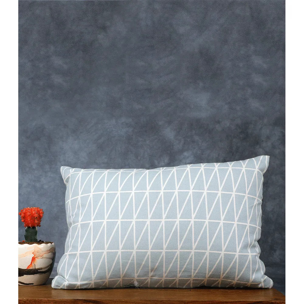 Light Blue Parallel Line Stripe Print Cushion Cover