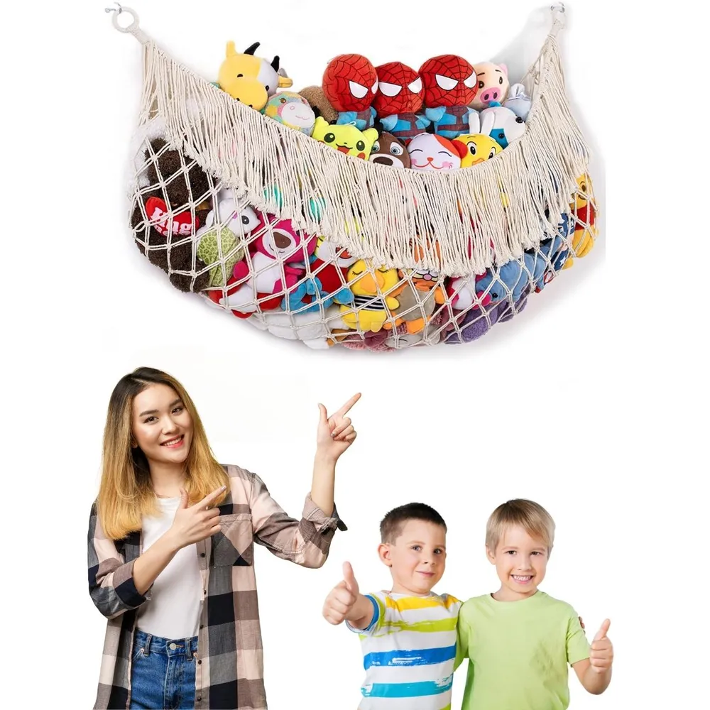 Lightweight 100% Cotton Macrame Toy Hammock for Kids Room