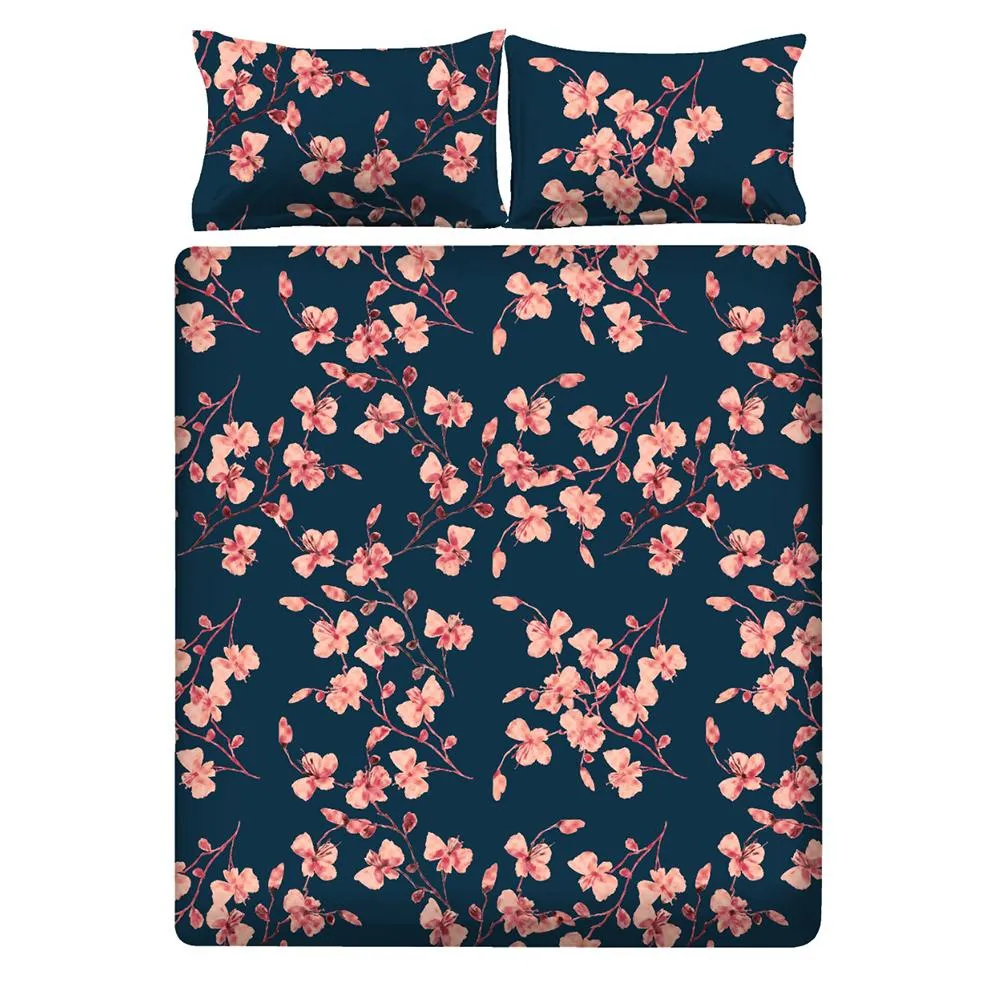 Lily Bloom Cotton Double Bedsheet with Pillow Covers
