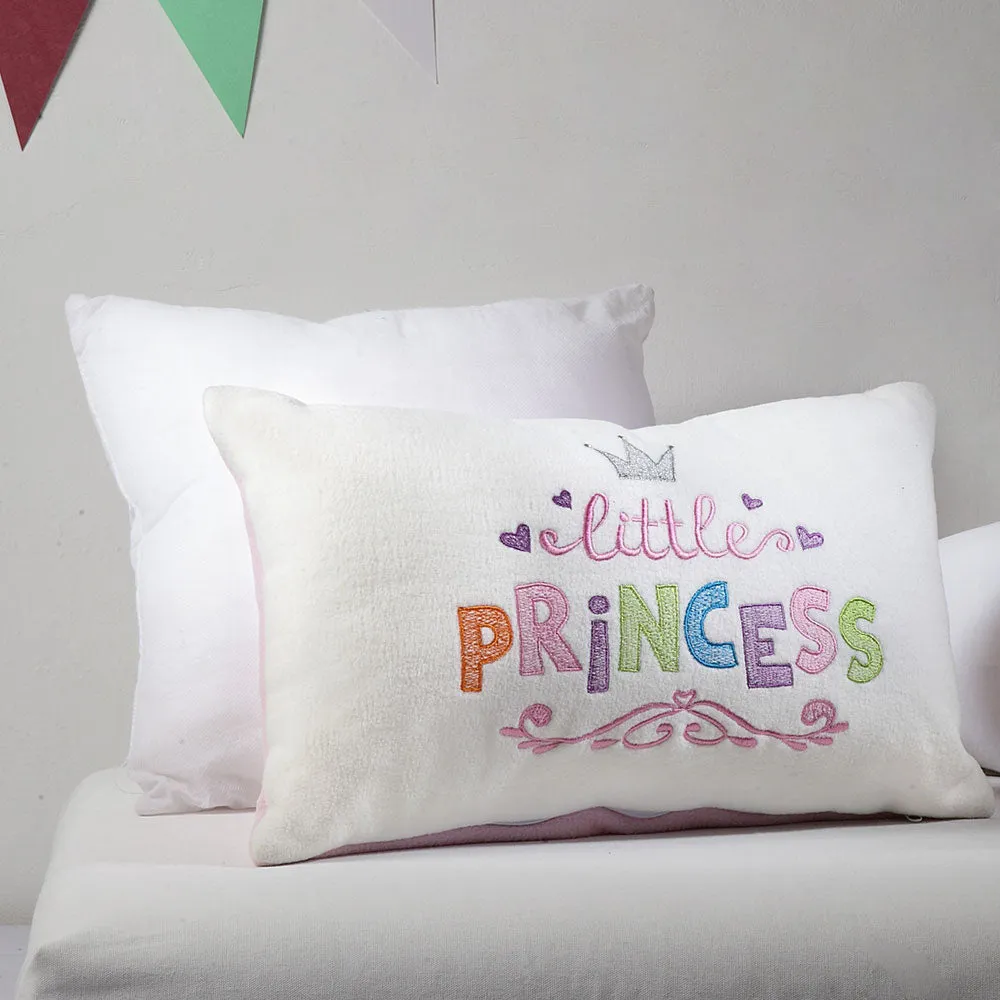 Little Princess Theme White and Pink 100% Cotton Cushion  Cover Set Of 1