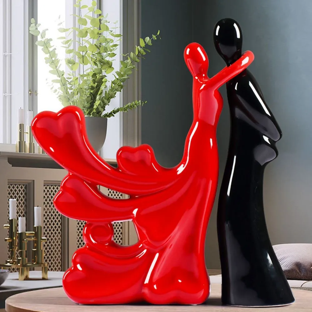 Loving Dancing Couple Polyresin Table Accent (Red & Black)