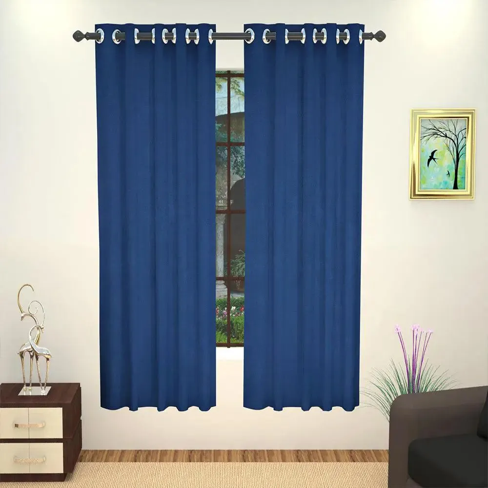 Lushomes Blue Blackout Curtain with 8 Metal Eyelets (Polyester)
