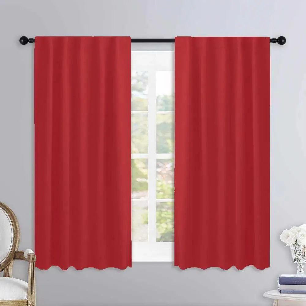 Lushomes Cotton Red Rod Pocket Curtain for Window