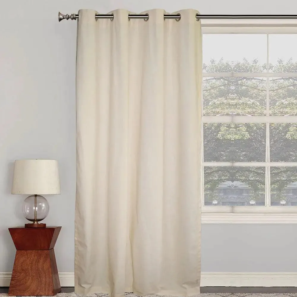 Lushomes Cream Cotton Curtains for Living Room/Home with 8 Eyelets for Long Door (Pack of 1)