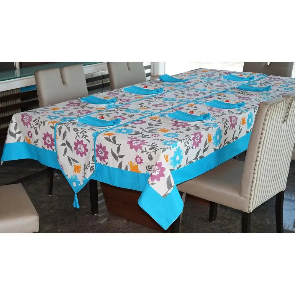 Lushomes Flower Printed 8 Seater Table Linen Set (Pack of 10)