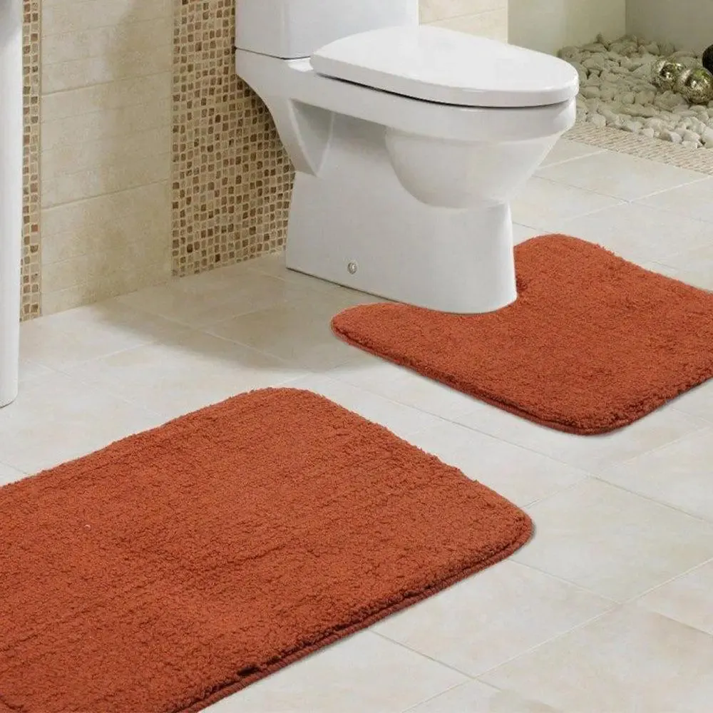 Lushomes Golden Brown 1800 GSM Synthetic Bath Mat Set
