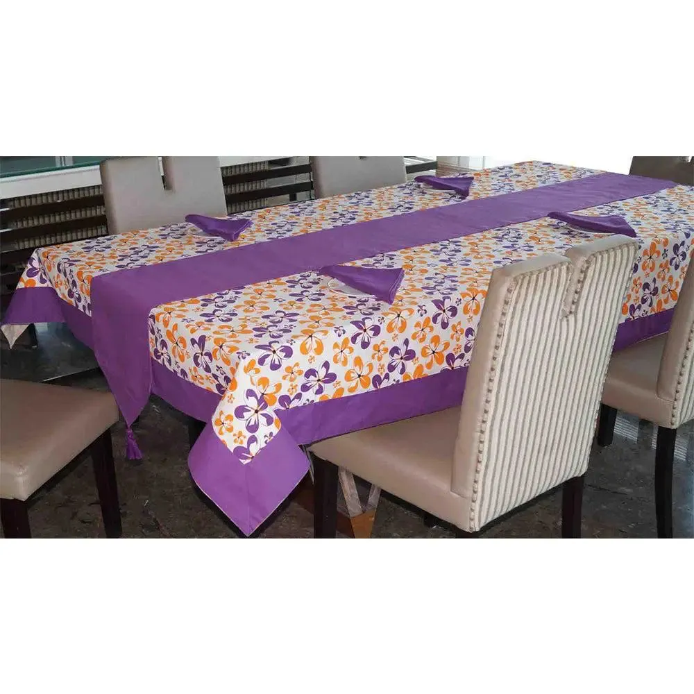 Lushomes High-Quality Printed 6 Seater Table Linen Set (Pack of 8)