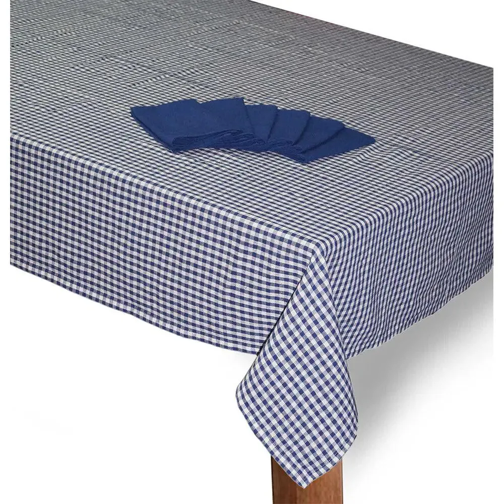 Lushomes Indigo Blue Dining Table Covers with Table Napkins (Pack of 12)